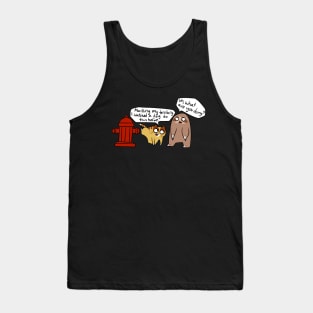 Cat and Sloth Fire Hydrant Tank Top